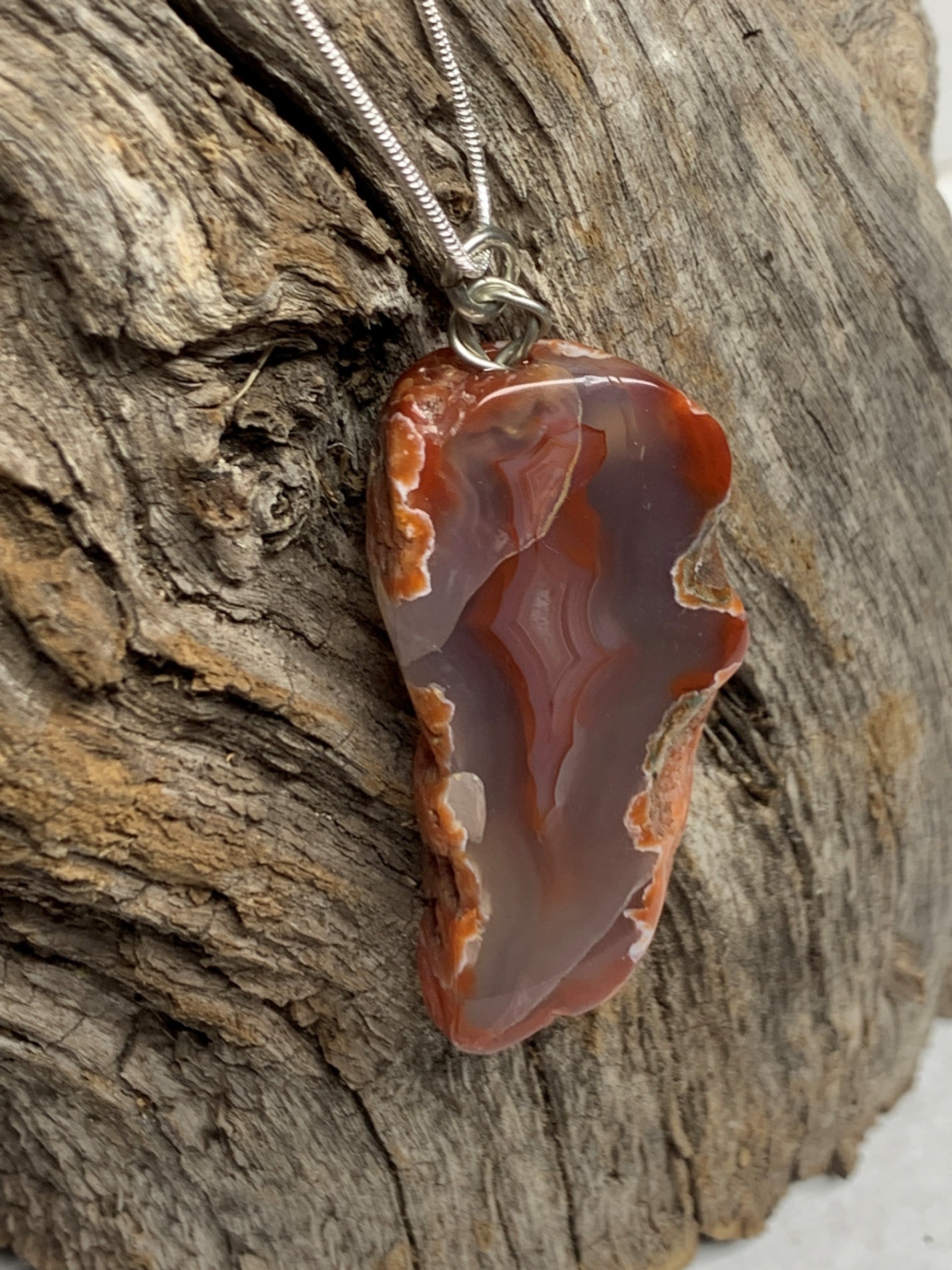 Pendant Carnelian Agate Agate on Sterling Silver