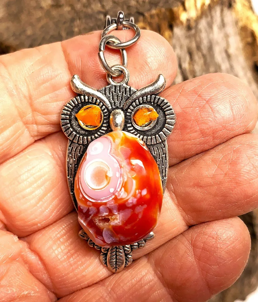 Owl Opal Madagascar Agate on Sterling Silver, photo 2 of 3