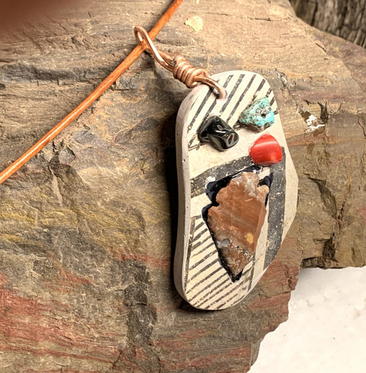 Ancient Pottery Shard & Arrow Point Pendant – Southwestern Artifact Necklace