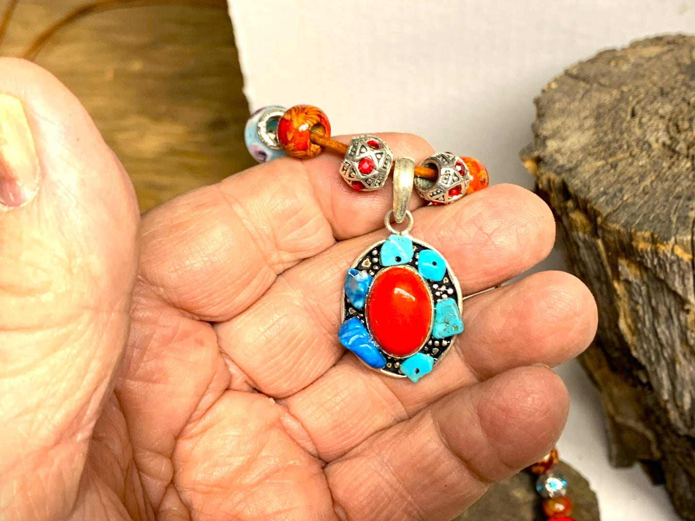 Necklace Turquoise Red Coral Coral