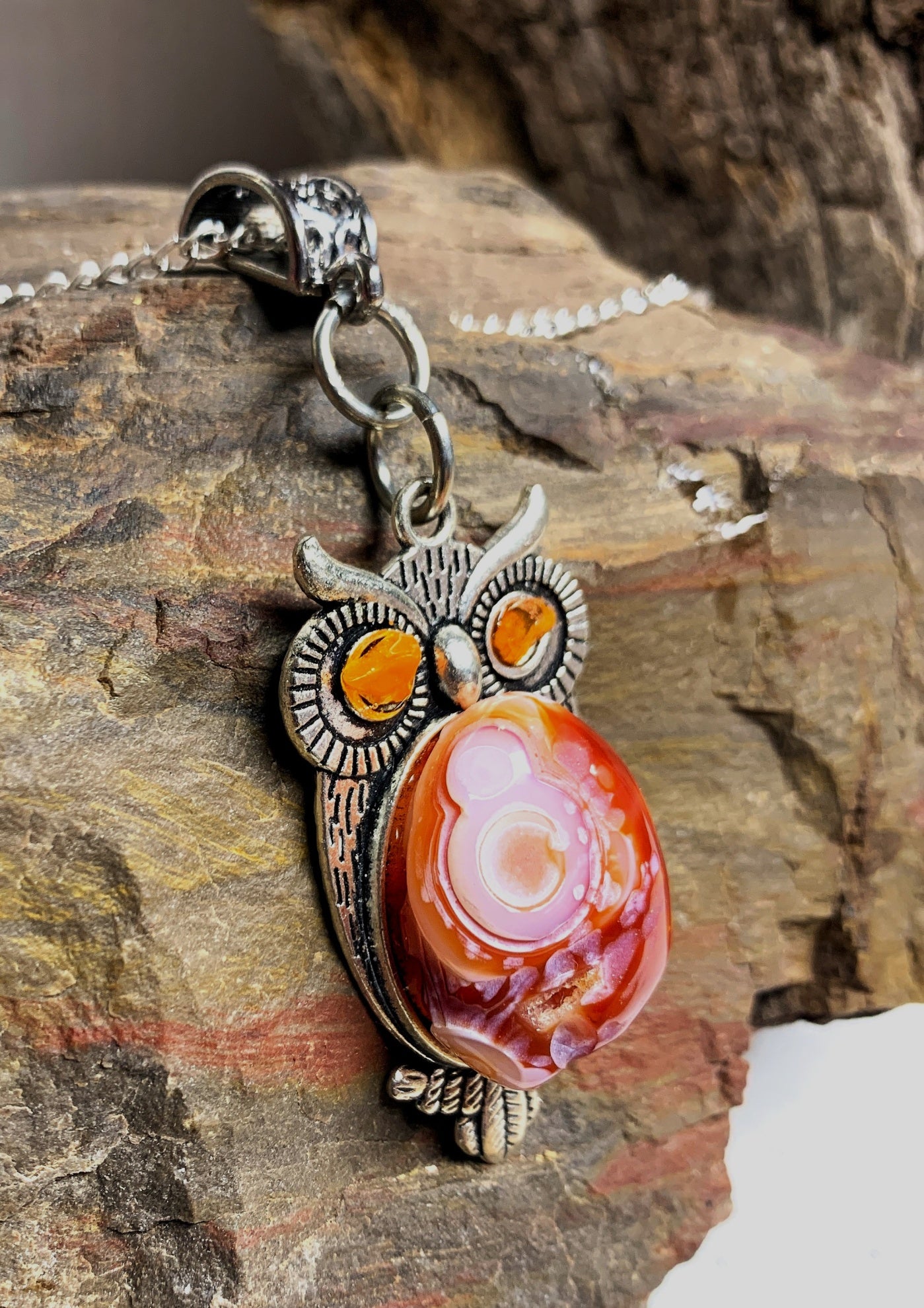 Owl Opal Madagascar Agate Agate on Sterling Silver