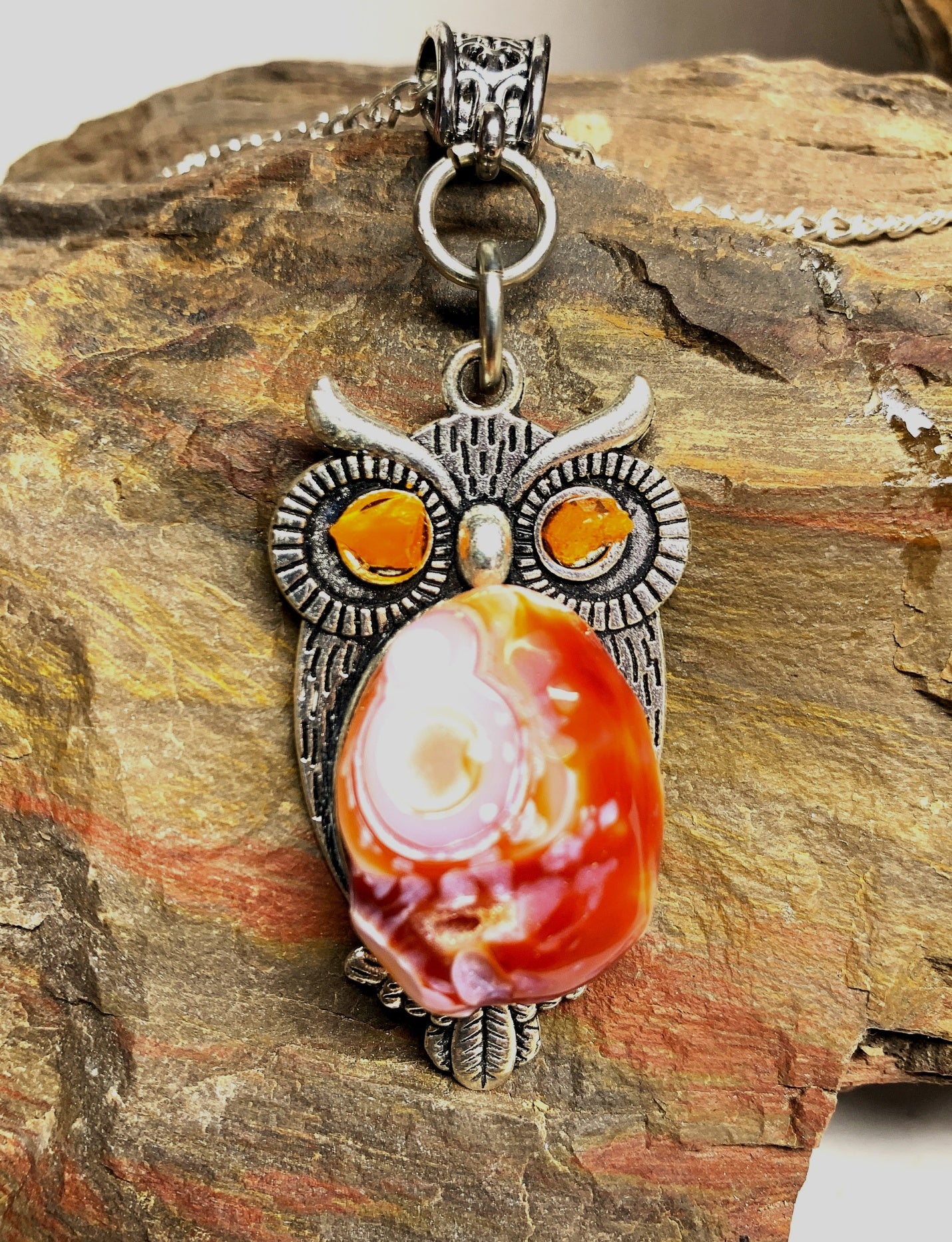 Owl Opal Madagascar Agate Agate on Sterling Silver