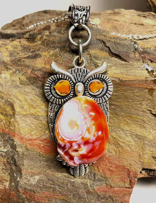 Owl Opal Madagascar Agate Agate on Sterling Silver