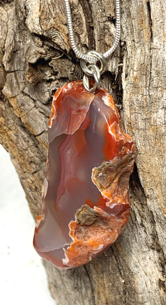 Pendant Carnelian Agate Agate on Sterling Silver