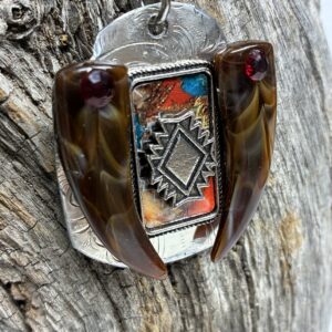 Sterling Silver Southwestern Pendant with Ruby Accents