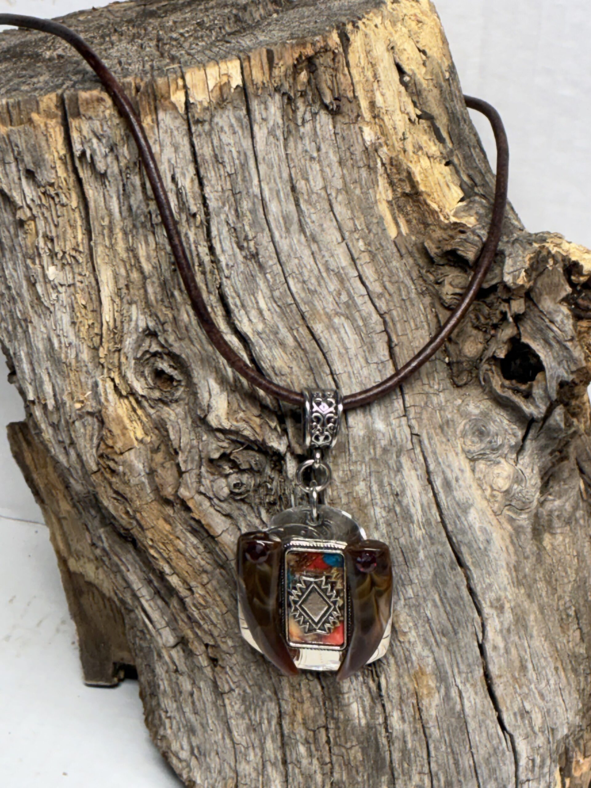 Sterling Silver Southwestern Pendant with Ruby Accents - Image 4