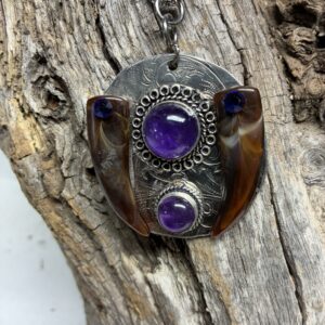 Amethyst and Wolf Tooth Sterling Silver Necklace