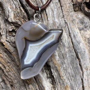 Hand-Cut Carnelian Agate Pendant on Leather Cord