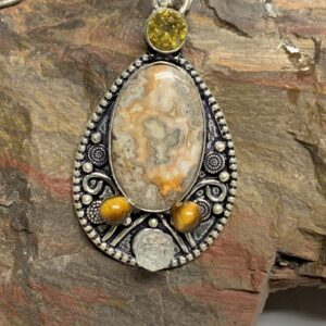 Pendant Crazy Lace Jasper Jasper on Antique Silver